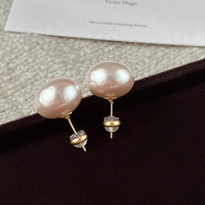 Pernos de perlas elipsoides rosa