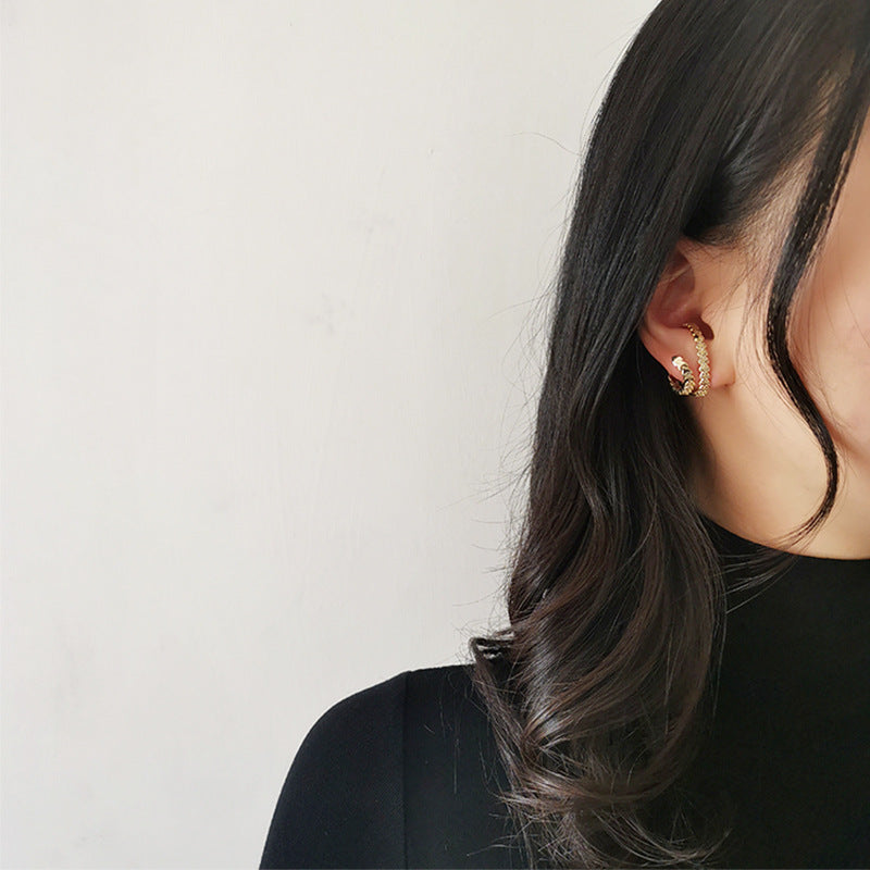 Contrast Pearl&Diamond Earrings