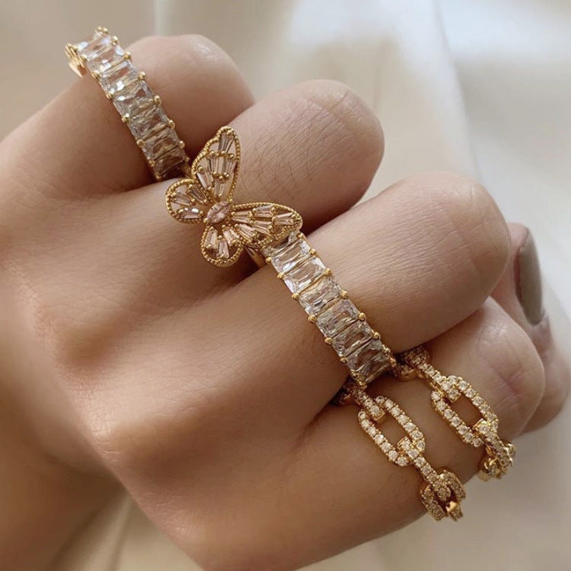 SAND Jewelry 18K gold Fashion Squared Diamond Ring