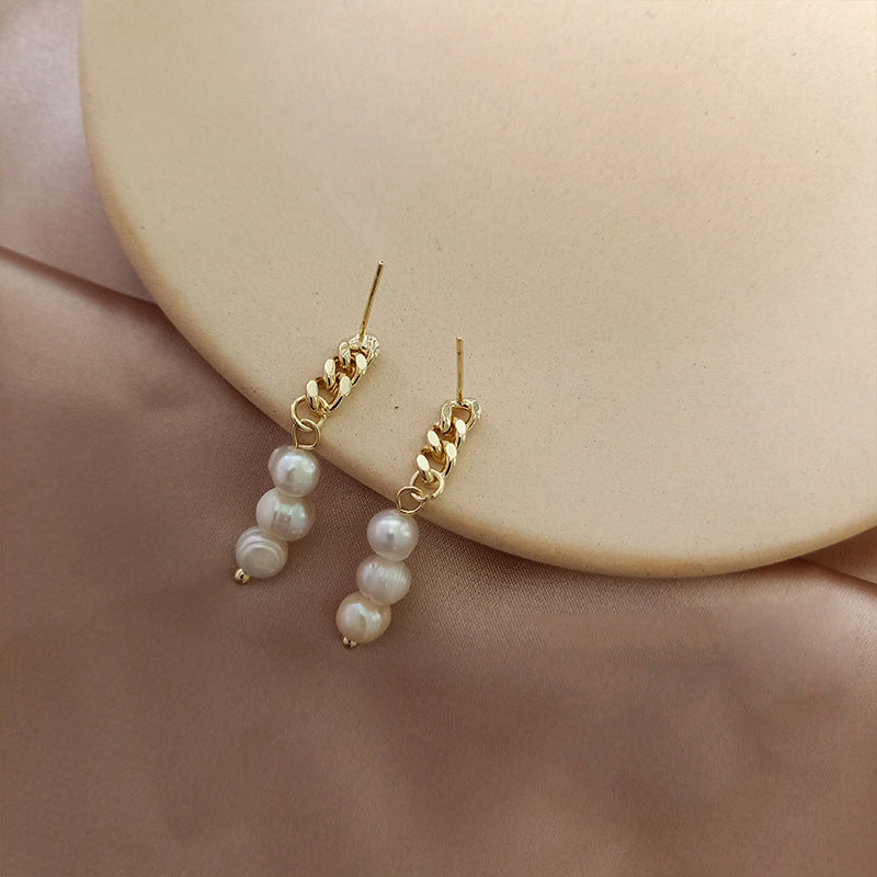 Link Chain Pearl Earrings