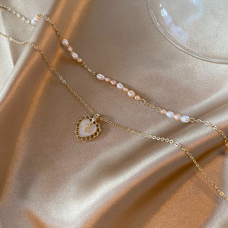Layered Pearl Heart Necklace