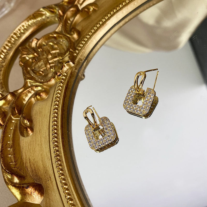 SAND Jewelry 14K gold Diamond Square Hoops