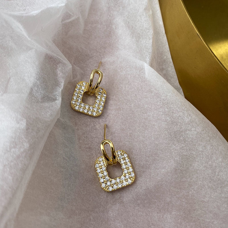 SAND Jewelry 14K gold Diamond Square Hoops