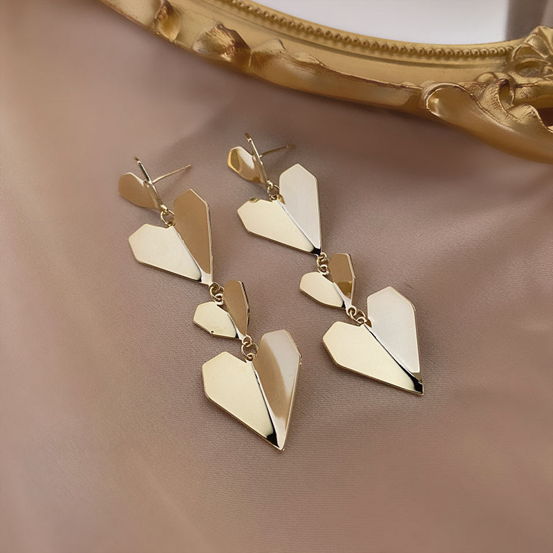 Geometric Hearts Earrings