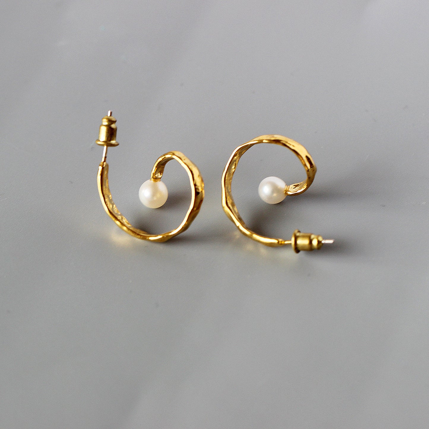 Twisted Spiral Pearl Earrings