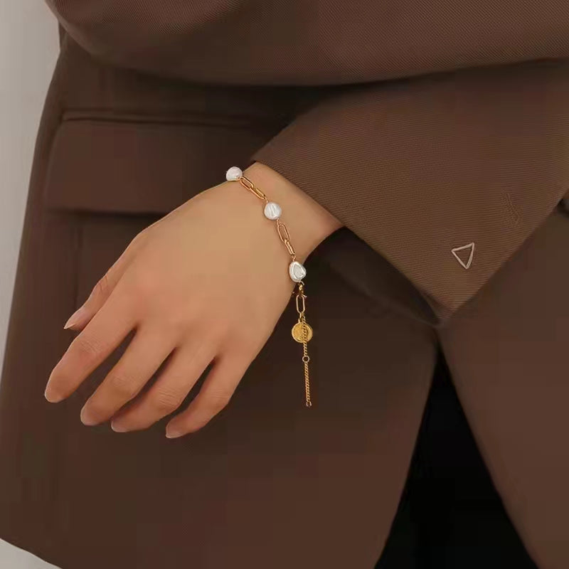 SAND Jewelry Everyday Pearl Link Chain Bracelet