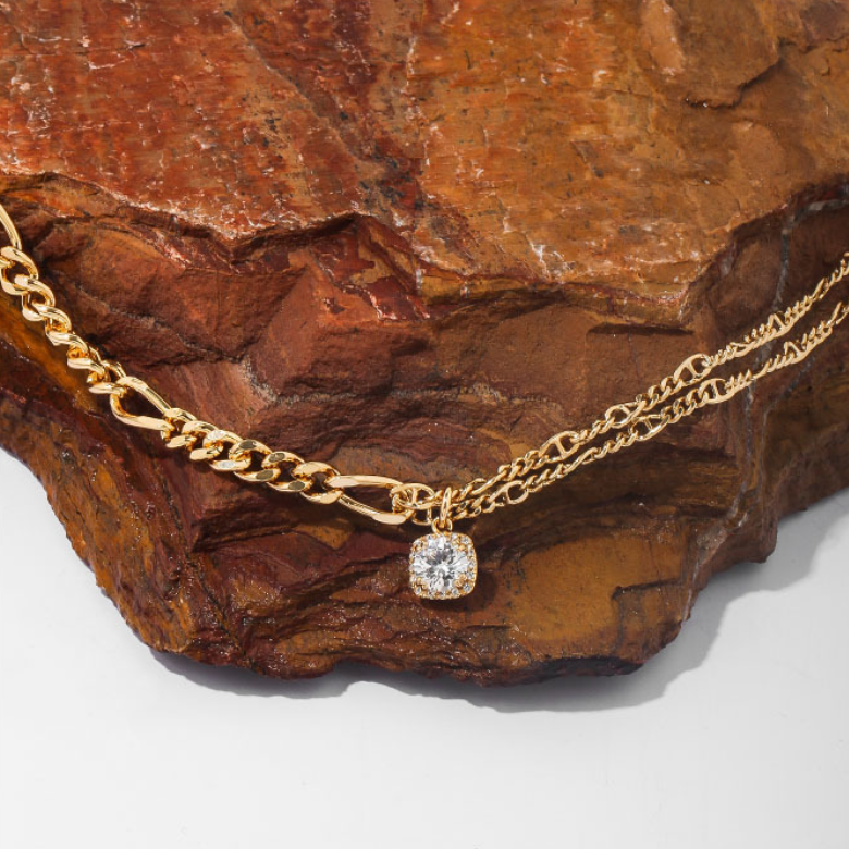 Square Diamond Pendant Necklace