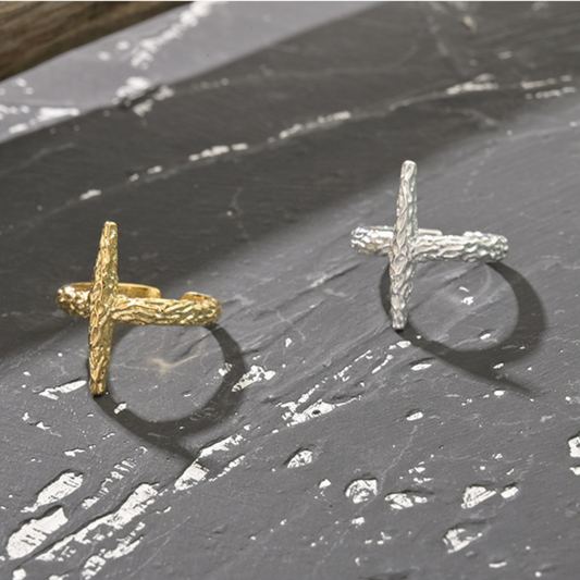 Textured Cross Ring