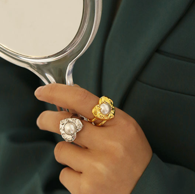 Pearl on Heart Ring