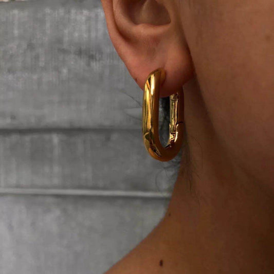 Golden Oval Earrings