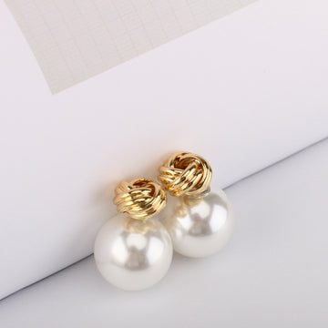 SAND Jewelry Elegant and Dainty Knot Pearl Stud Earrings