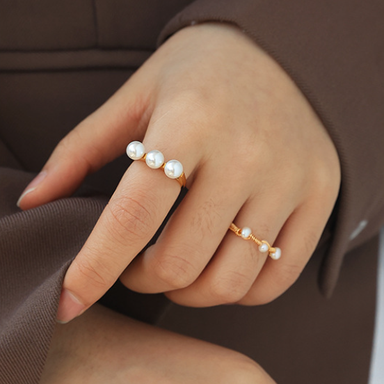 Triple Pearl Ring