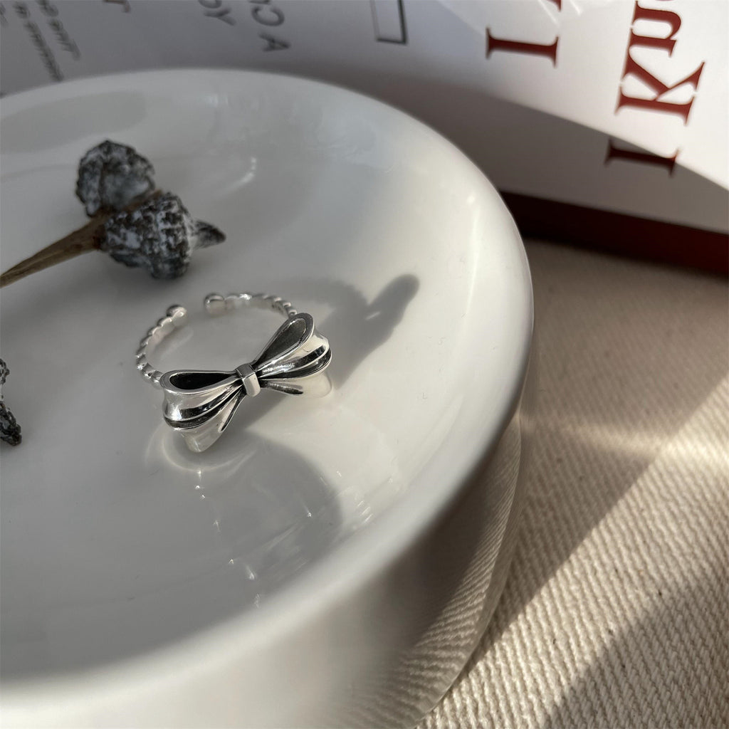 SAND Jewelry White Gold Chic Bowknot Ring