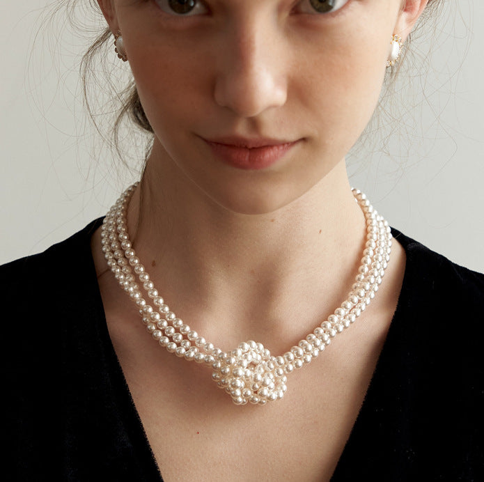 Multi-stranded Pearl Knot Necklace