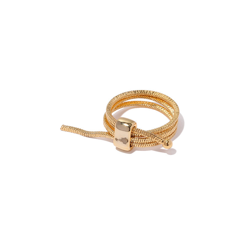 SAND Jewelry Gold Herringbone Coil Chain Ring
