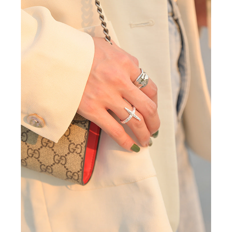 Textured Cross Ring