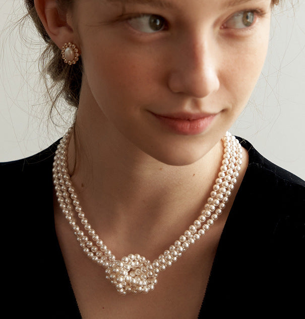 Multi-stranded Pearl Knot Necklace