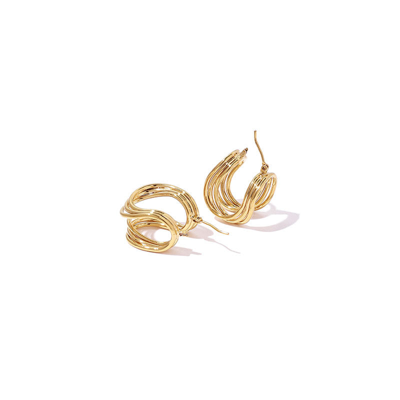 SAND Jewelry Exaggerated Triplet String U-shape Hoop Earrings
