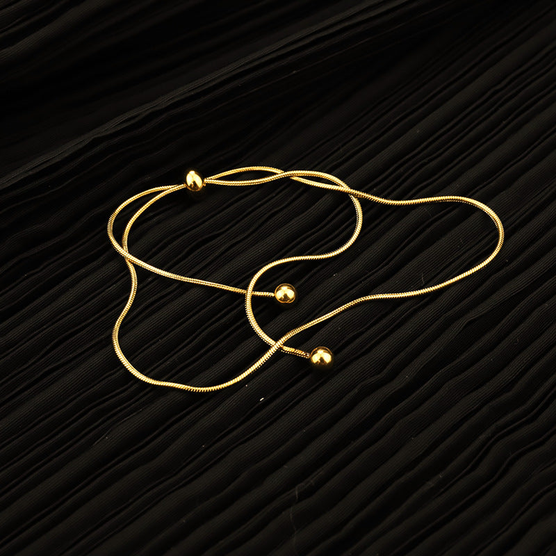 SAND Jewelry Dainty Gold Herringbone Chain Anklet