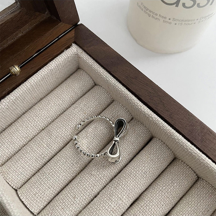 SAND Jewelry White Gold Chic Bowknot Ring