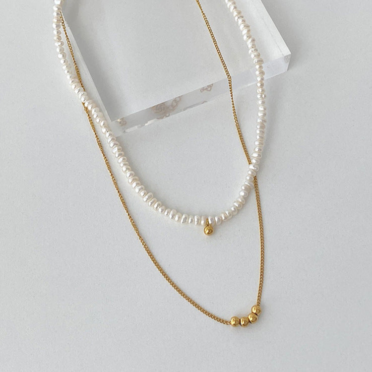 Paired Gold&Peal Necklace