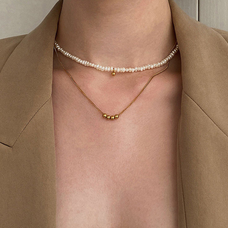 Paired Gold&Peal Necklace