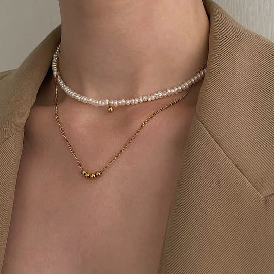 Paired Gold&Peal Necklace