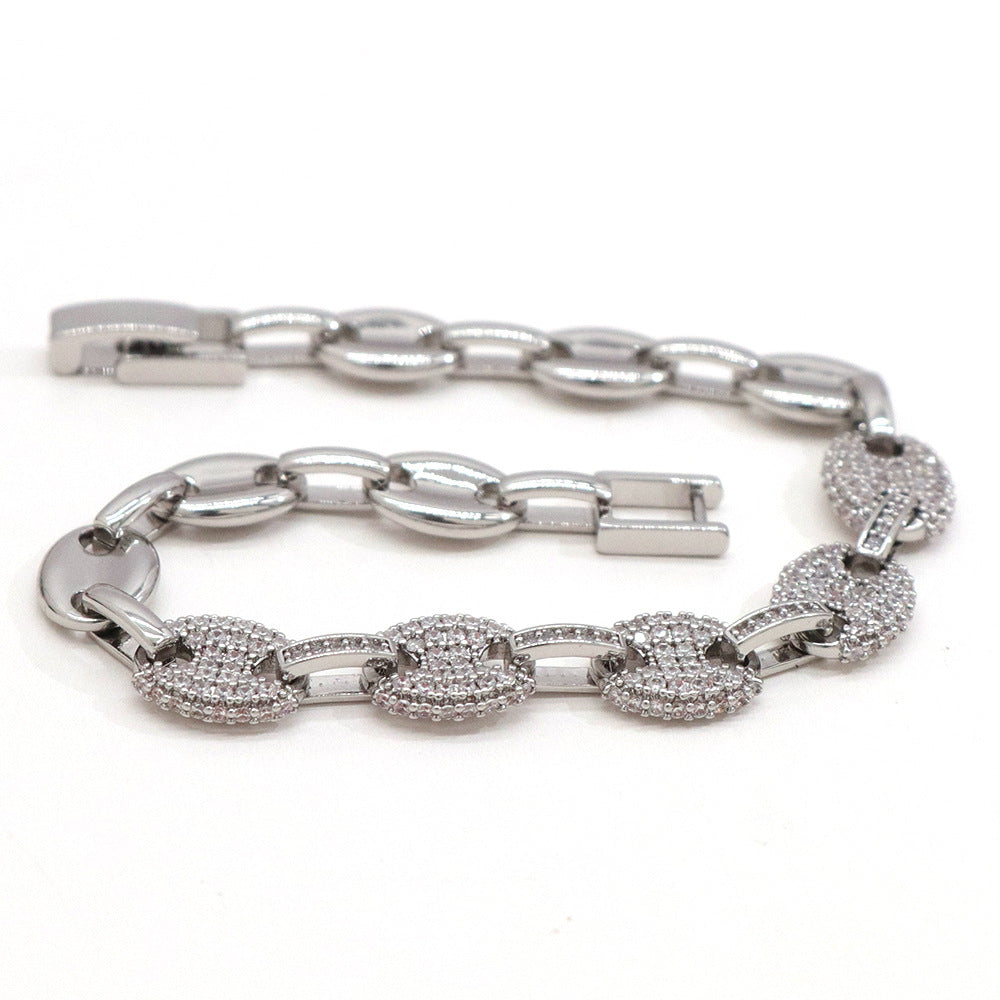 Diamond Pignose Chain Bracelet
