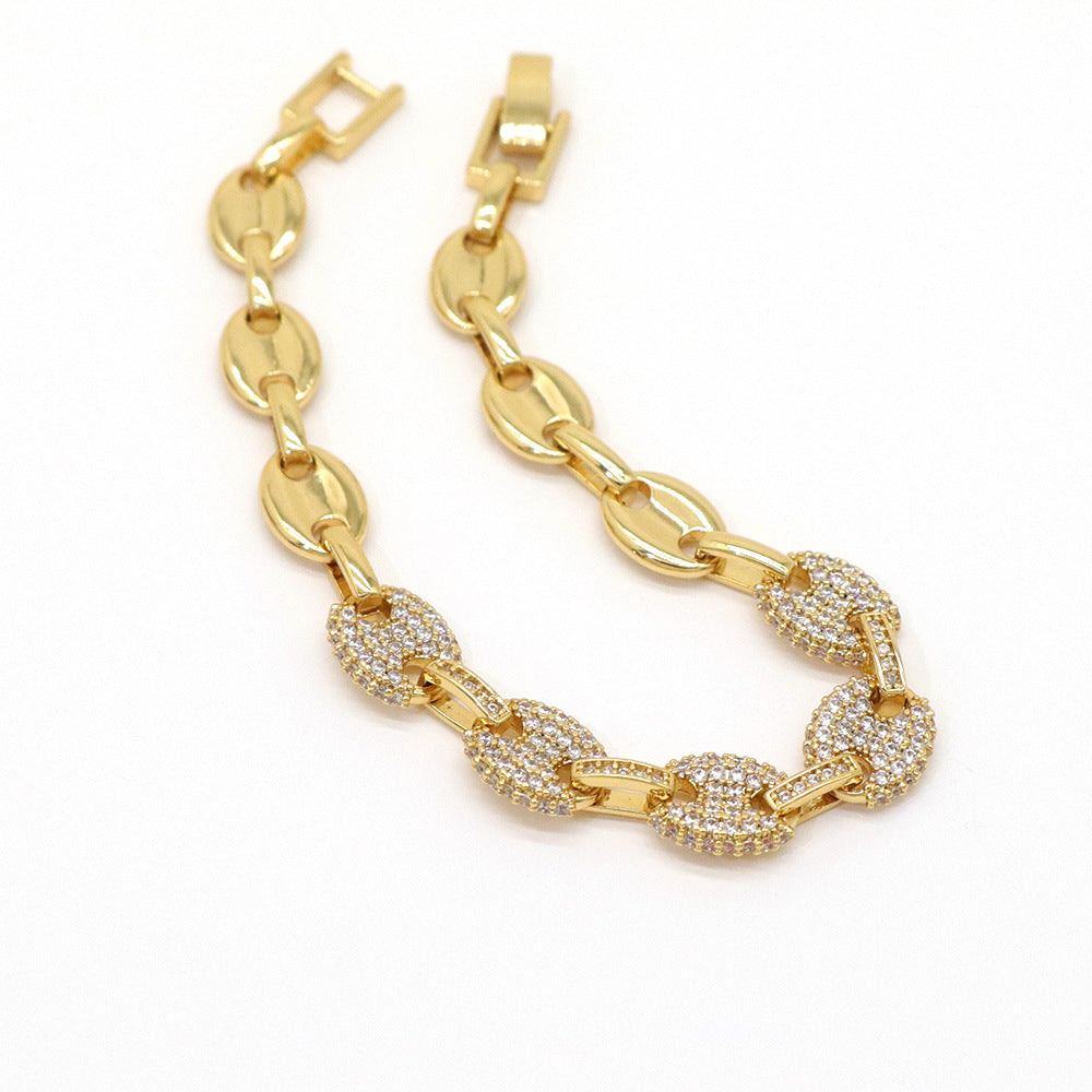 Diamond Pignose Chain Bracelet