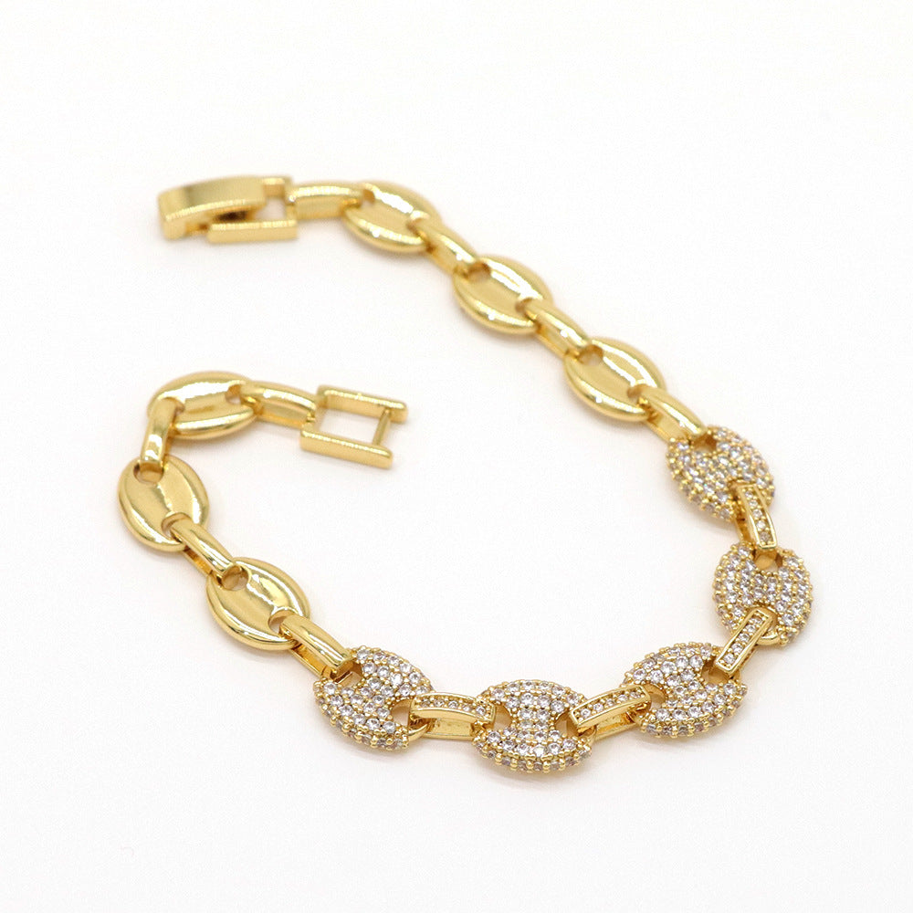 Diamond Pignose Chain Bracelet