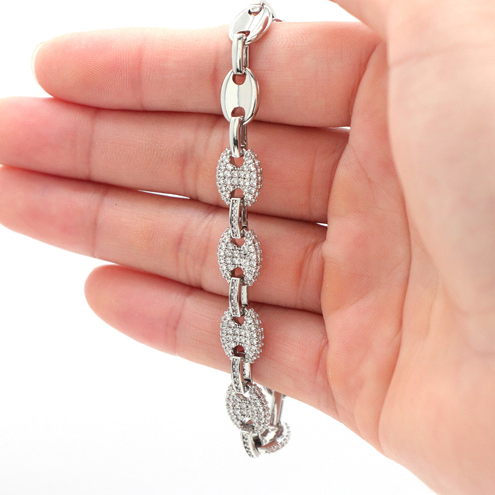 Diamond Pignose Chain Bracelet
