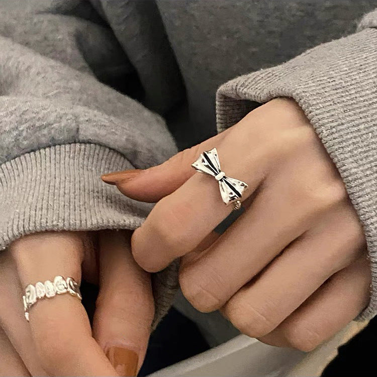 SAND Jewelry White Gold Chic Bowknot Ring
