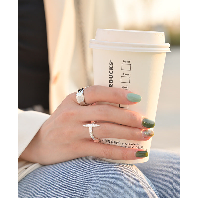 Textured Cross Ring