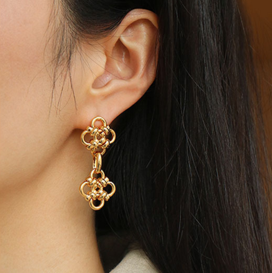 SAND Jewelry Gold Vermeil Floral Knot Earrings 