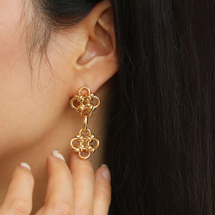 SAND Jewelry Gold Vermeil Floral Knot Earrings 