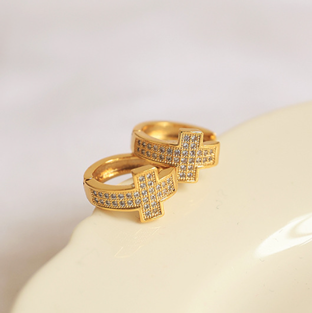 Sphered Cross Earrings