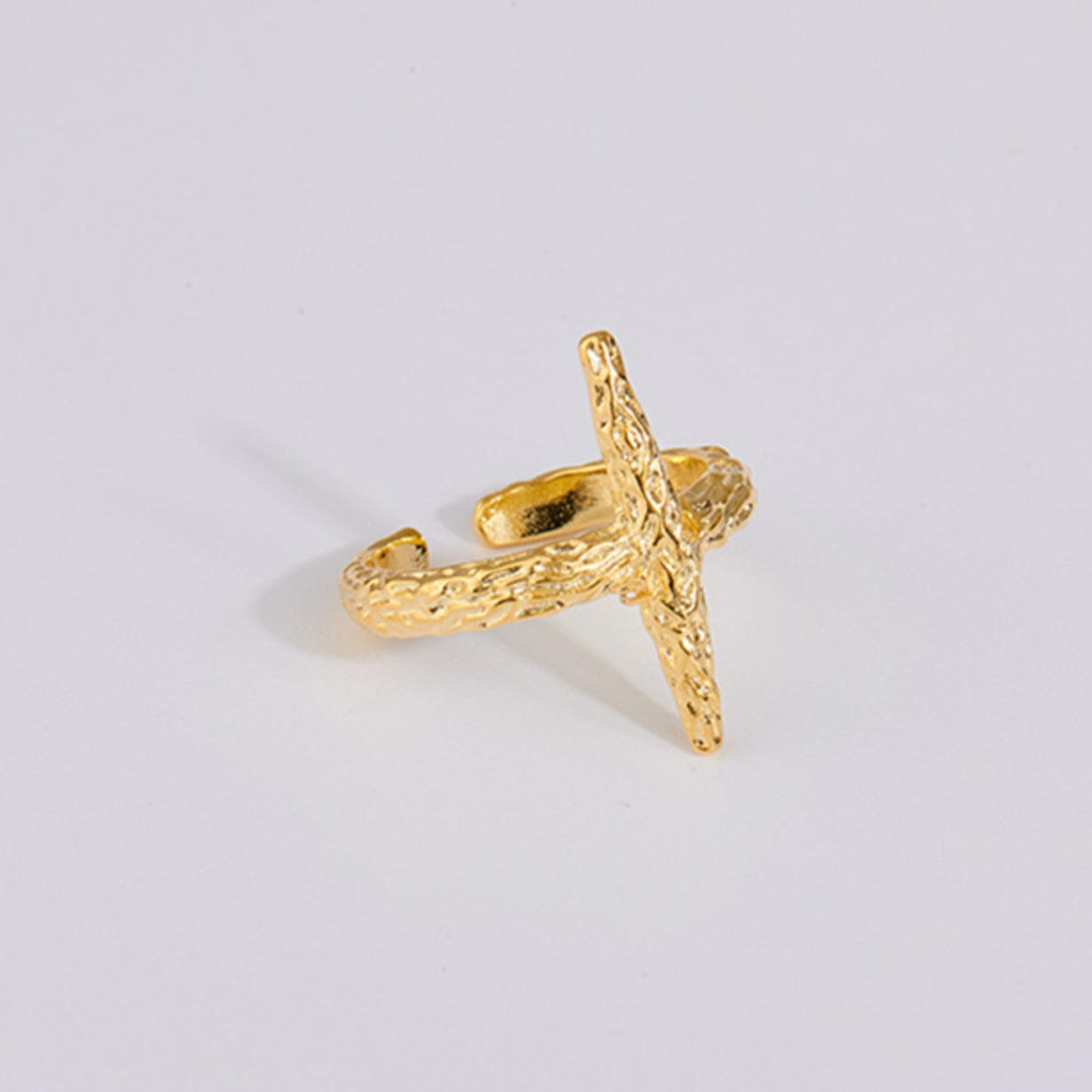Textured Cross Ring