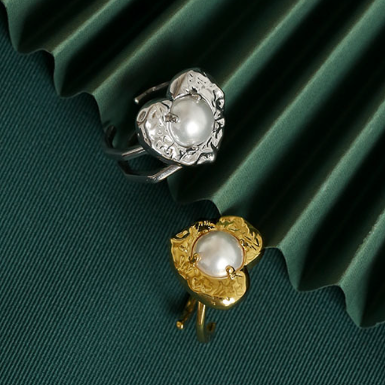 Pearl on Heart Ring