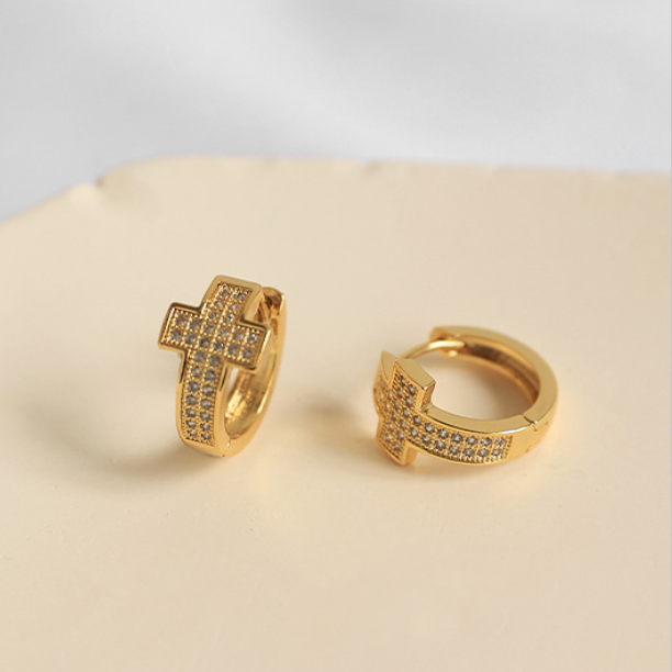 Sphered Cross Earrings