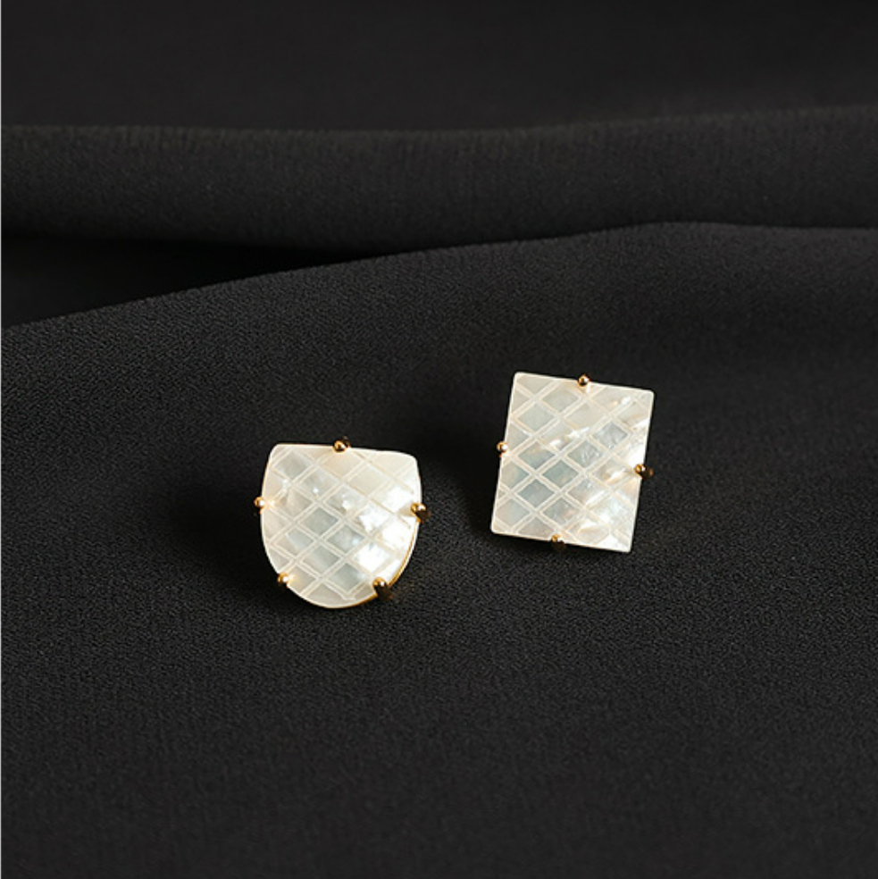 Pearl Check Earrings