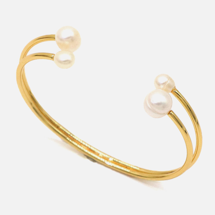 SAND Jewelry Double Layered Pearl Cuff Bracelet